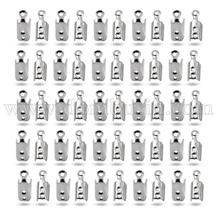 Концевики-Зажимы для Шнура Нержавеющая Сталь, 10.5х4.5х4мм, Отверстие 1мм, (УТ100031722)