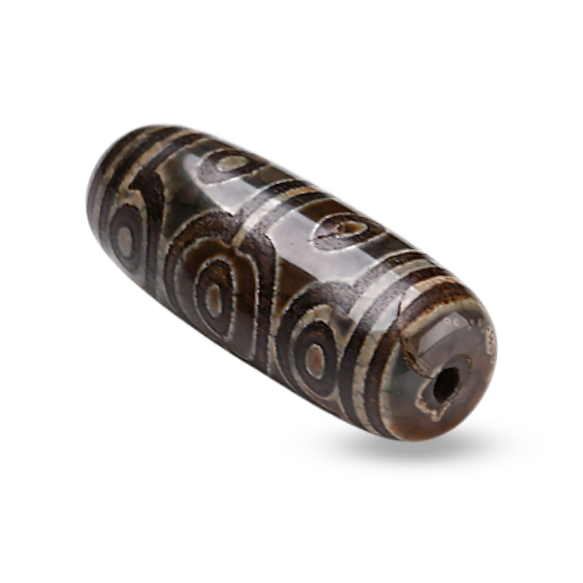 Бусины Натуральный Агат Дзи 10 Глаз, Термоокрашенные, Овальные, 28-32x10-12.5мм, Отверстие 1.5-3мм, (УТ100033409)