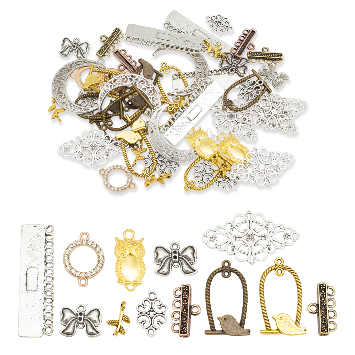 Набор Коннекторы для Украшений, Микс Форм, Микс Цвтов, 12 стилей,  50шт (УТ100034396)