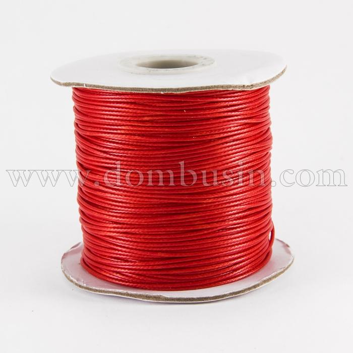 Шнур Корея Вощений Поліестер для плетіння, Макраме та біжутерії, Червоний, 1мм, (УТ000004825)