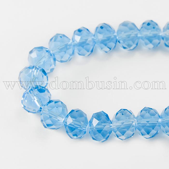 Намистини Австрійський Кришталь, Імітація, Скло Грановані, Прозорі, Рондель, Колір: Блакитний, Розмір: 6х4мм, Отв-тя: 1мм, близько 92шт / 36см / нитка, (УТ000004915)