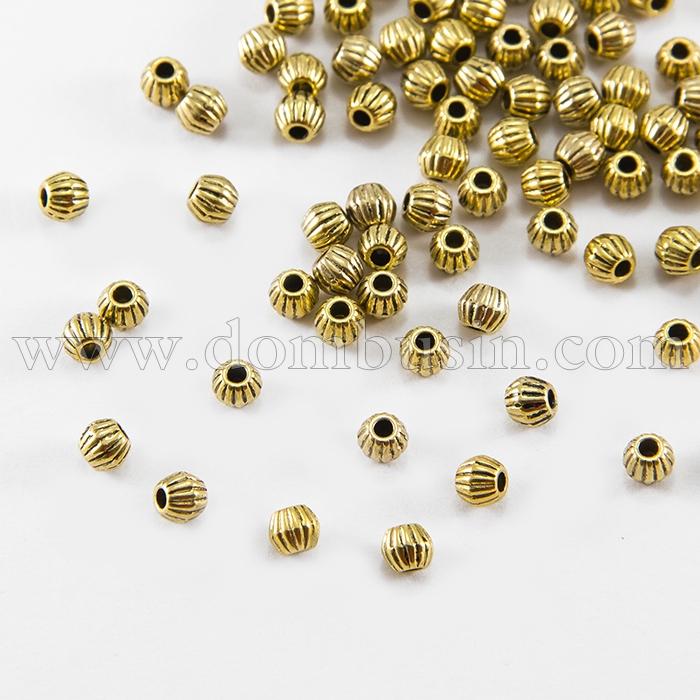Бусины-Разделители, Бижутерный Сплав, Биконус, Цвет: Античное Золото, Размер: 4х4.5мм, Отверстие 1мм, (УТ000004856)