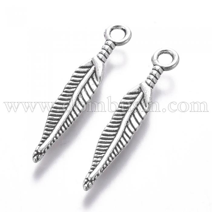 Кулон Перо, Метал, Колір: Античне Срібло, Розмір: 29х5х2мм, Отвір 2мм, (УТ000000490)