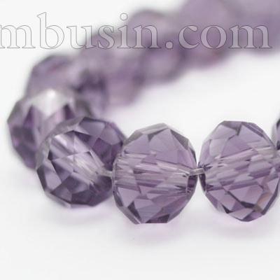 Намистини Австрійський Кришталь, Імітація, Скло Грановані, Прозорі, Рондель, Колір: Фіолетовий, Розмір: 6х4мм, Отв-тя: 1мм, близько 92шт / 36см / нитка, (УТ000004803)