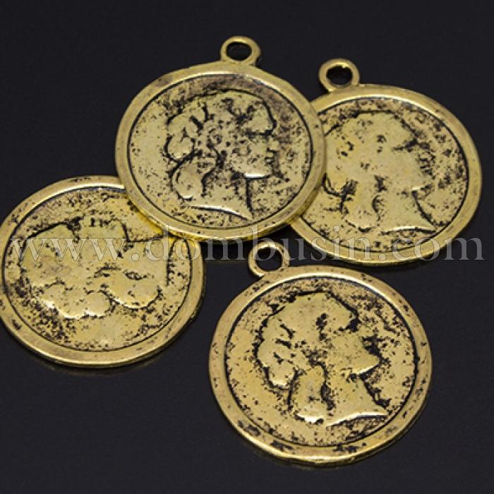 Кулон Монета, Металл, Цвет: Античное Золото, Размер: 26х22х2мм, Отверстие 2мм, (БА000001380)