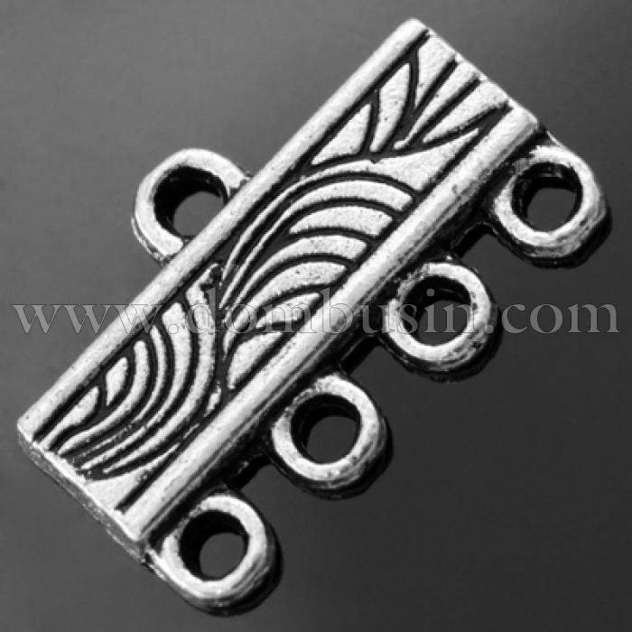 Коннектор Прямоугольный, Бижутерный сплав, 5 отверстий, Цвет: Античное Серебро, Размер: 11х16х2мм, Отверстие 1.5мм, (УТ000005708)