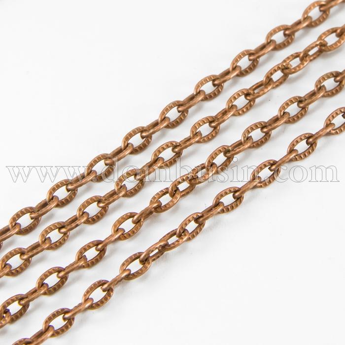 Ланцюг Якірне Плетіння, Залізо, Колір: Мідь, Ланка: 7х4мм, Товщина 1 мм, (УТ000006532)