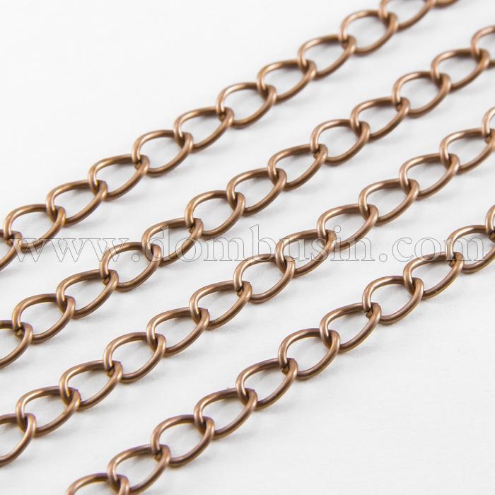 Ланцюг Вітое Плетіння, Залізо, Колір: Мідь, Ланка: 6х3мм, Товщина 0.7мм, (УТ000006533)