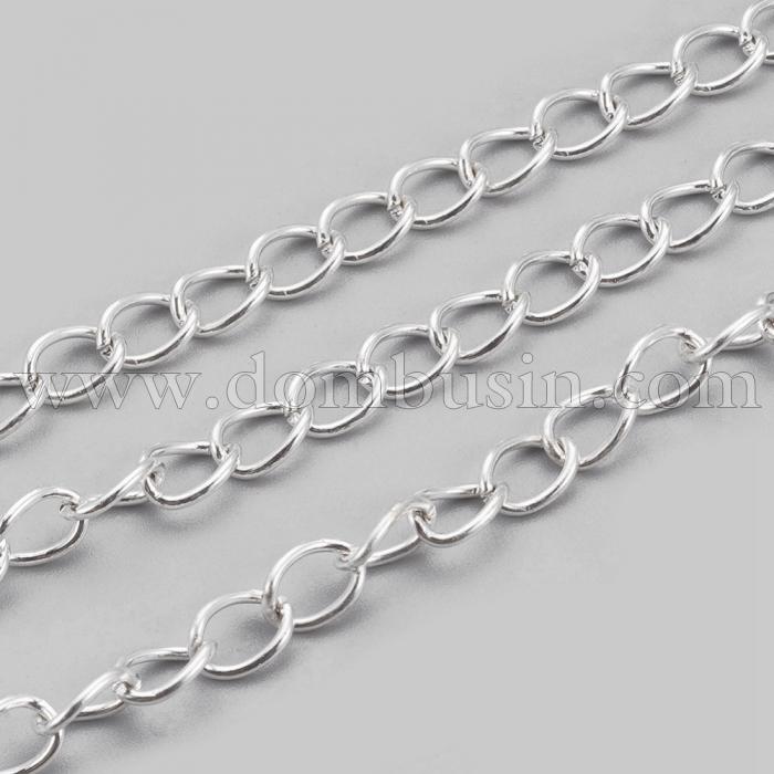 Ланцюг Вітое Плетіння, Залізо, Колір: Срібло, Ланка: 6х3мм, Товщина 0.7мм, (УТ000006544)