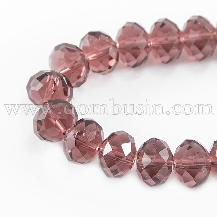 Бусины Австрийский Хрусталь, Имитация, Стекло Граненые, Прозрачные, Рондель, Цвет: Фиолетовый, Размер: 6х4мм, Отв-тие: 1мм, около 92шт/36см/нить, (УТ000006838)