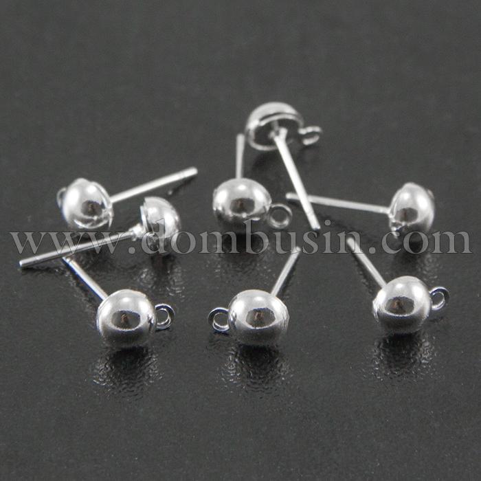 Основы для Пусет, Латунь, с Петелькой, Цвет: Серебро, Размер: 12х6мм, Отверстие 1мм, (УТ000007326)