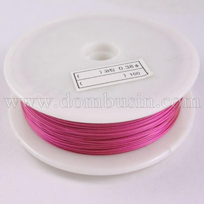 Трос Ювелірний Сталь 0.38мм / 50м, Нержавіюча Сталь, Колір: Малиновий, Діаметр 0.38мм, 50м / котушка, (УТ000007709)