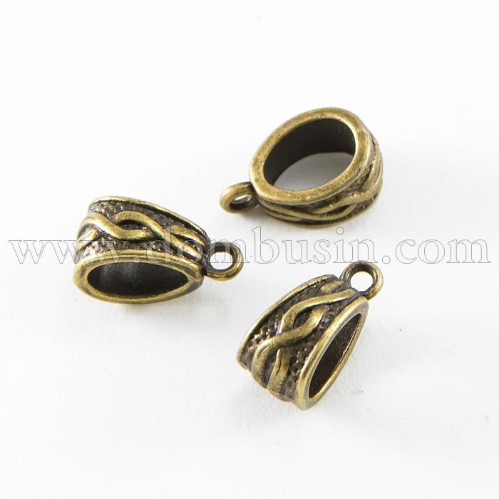 Бейл в Тибетском Стиле, Бижутерный сплав, Цвет: Бронза, Размер: 14х7.5х9мм, Отверстие 1.5мм, (УТ000007974)