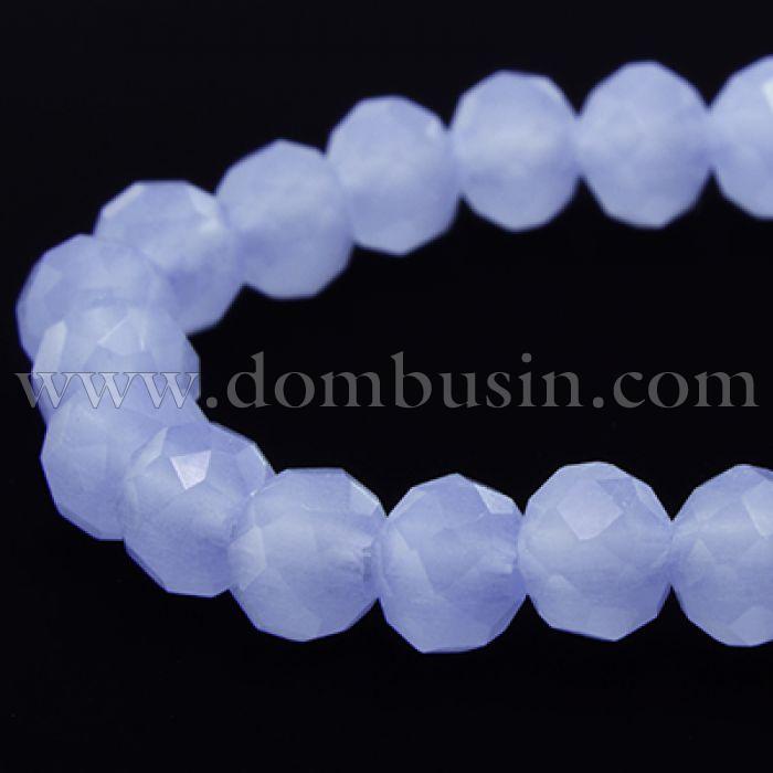 Бусины Стеклянные Имитация Нефрита, Граненые, Рондель, Цвет: Синий, Размер: 4х3мм, Отв-тие: 1мм, около 140шт/46см/нить, (УТ0002367)