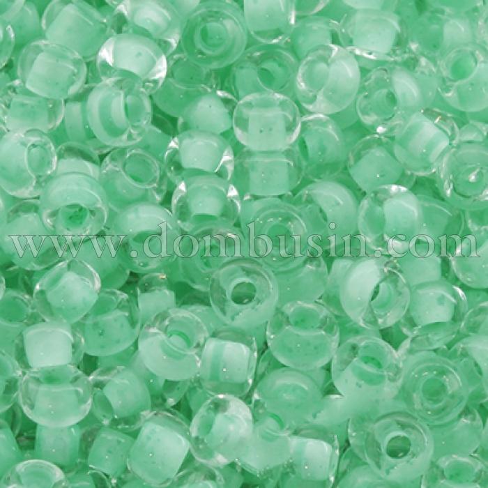 Бисер 38352 Чешский Preciosa 10/0, Прозрачный Окраска из Середины CTC, Зеленый, Круглый, (УТ0002465)