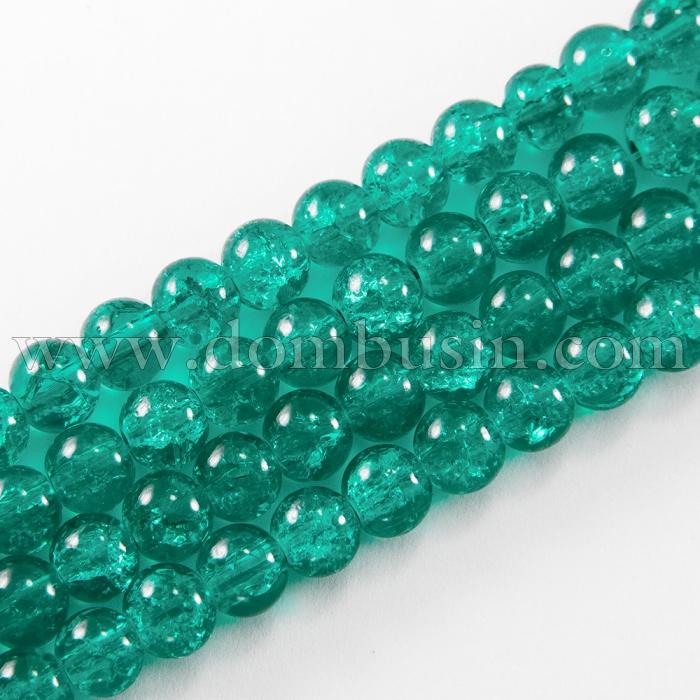 Намистини "Бите Скло" Круглі, Колір: Зелений морської, Діаметр: 4 мм, Отвір 1мм, близько 200шт/80см/нитка, (УТ0002512)