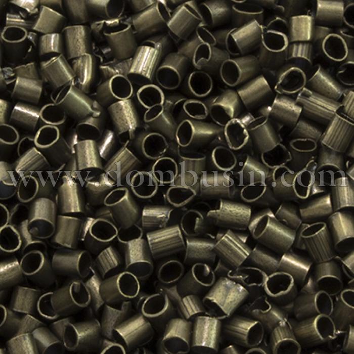 Бусины Зажимные Стопперы, Кримпы, Латунь, Цилиндр, Цвет: Бронза, Размер: 1.5х2мм, Отверстие 1мм, 5г/около 480шт (УТ0002566)