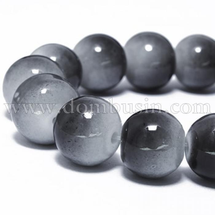 Бусины Стеклянные Двухцветные, окрашенные, круглые, Цвет: Серый, Диаметр: 8мм, Отверстие 1мм, около 104шт/83см/нить, (УТ0003027)