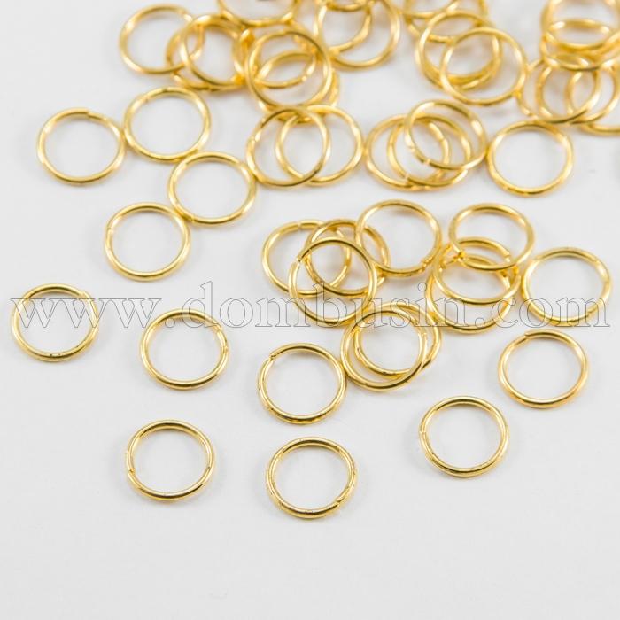 Колечки Одинарные, Железные, Цвет: Золото, Размер: 6х0.7мм, Внутренний Диаметр 4.6мм, около 900шт/50г, (БА000000704)
