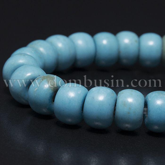 Бусины Синтетическая Бирюза, Окрашенные, На нитях, Рондель, Цвет: Бирюзовый, Размер: Диаметр: 8мм, Толщина 5мм, Отверстие 1мм, около 80шт/40см/нить, (УТ0003243)
