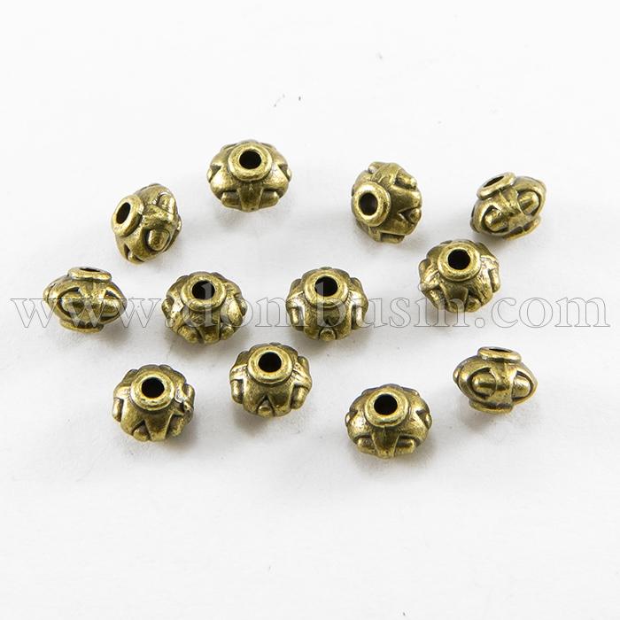 Бусины-Разделители Бижутерный Сплав, Рондель, Цвет: Бронза, Размер: 7х5мм, Отверстие 2мм, (УТ0003371)