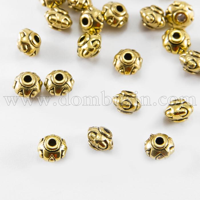 Бусины-Разделители Бижутерный Сплав, Рондель, Цвет: Античное Золото, Размер: 7х5мм, Отверстие 2мм, (УТ0003372)