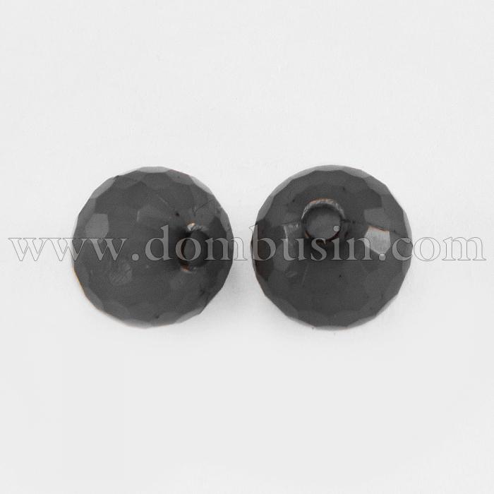 Намистини Акрилові Желейні, Грановані, Круглі, Колір: Чорний, Розмір: Діаметр: 8 мм, Отвір 1.5мм, близько 160шт / 50г, (УТ0003399)