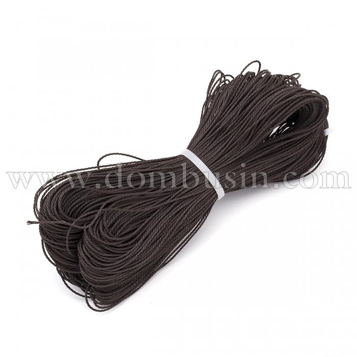 Шнур Вощеный Полиэстер для плетения, Макраме и бижутерии, Темно-коричневый, 1мм, около 80м/связка, (УТ0003523)