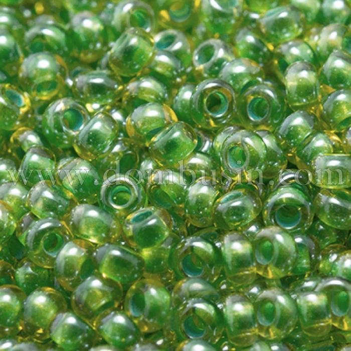 Бисер 81014 Чешский Preciosa 10/0, Прозрачный радужный TR, Зеленый, Круглый, (УТ0003674)