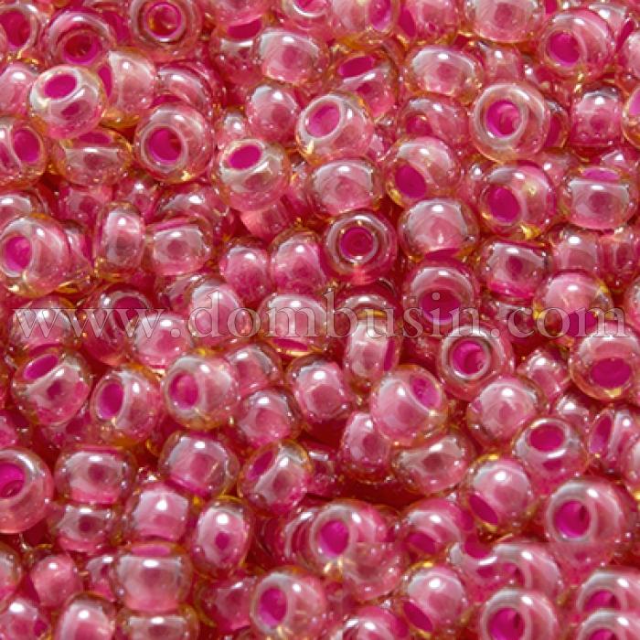 Бисер 11027 Чешский Preciosa 10/0, Прозрачный радужный TR, Розовый, Круглый, (УТ0003704)