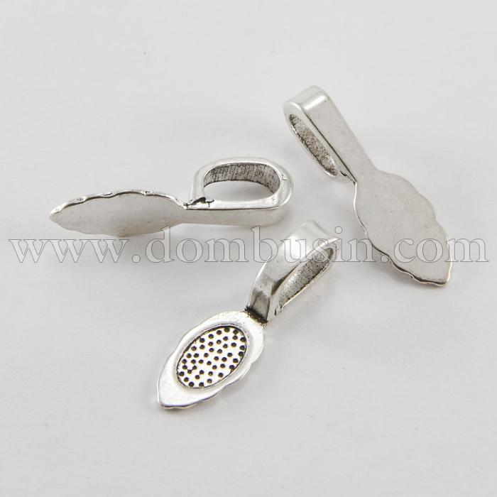 Держатель под Кабошон, Металл, Цвет: Античное Серебро, Размер: 26х8х7мм, Отв-тие 5х8мм, (БА000000274)