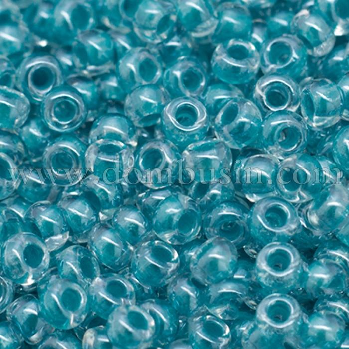 Бисер 38858 Чешский Preciosa 10/0, Прозрачный Окраска из Середины CTC, Бирюзовый, Круглый, (УТ0004304)