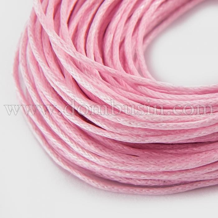 Шнур Вощений Бавовняний для плетіння, Макраме та біжутерії, Світло-рожевий, 1мм, близько 85м/зв'язка, (УТ000003373)
