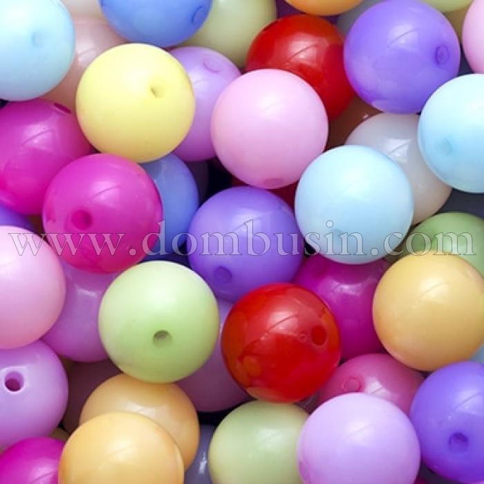 Бусины Акриловые Желейные, Круглые, Цвет: Микс, Диаметр: 10мм, Отв-тие 2мм, около 90шт/50г, (УТ0005010)