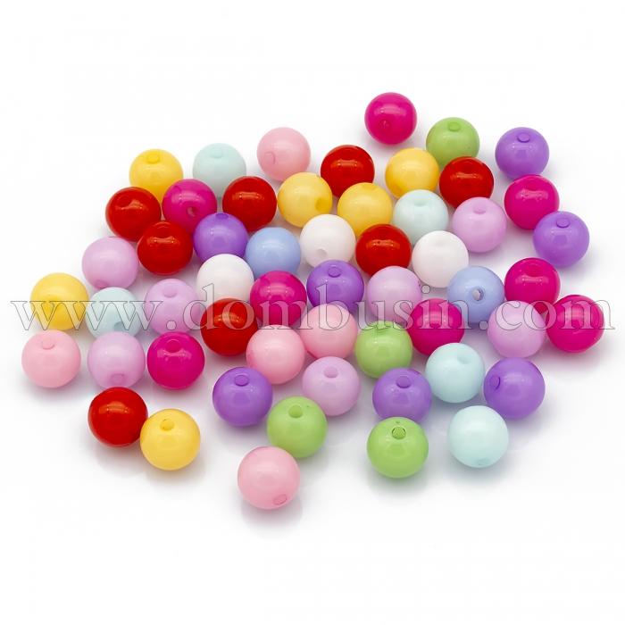 Намистини Акрилові Желейні, Круглі, Колір: Мікс, Розмір: Діаметр: 12мм, Отвір 2 мм, близько 53шт / 50г, (УТ0005009)