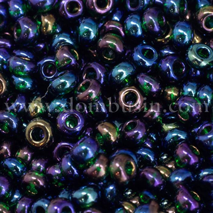 Бисер 51150 Чешский Preciosa 10/0, Прозрачный радужный TR, Синий, Круглый, (УТ0005832)