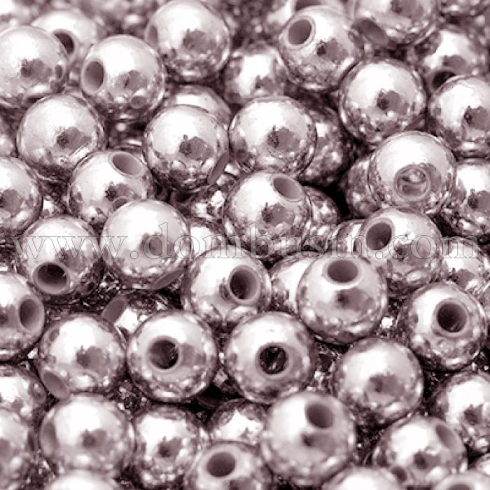 Намистини Акрилові UV Покриття, Глянцеві, Круглі, Колір: Рожевий, Діаметр: 10мм, Отвір 2.5мм, близько 50шт / 25г, (УТ0005595)