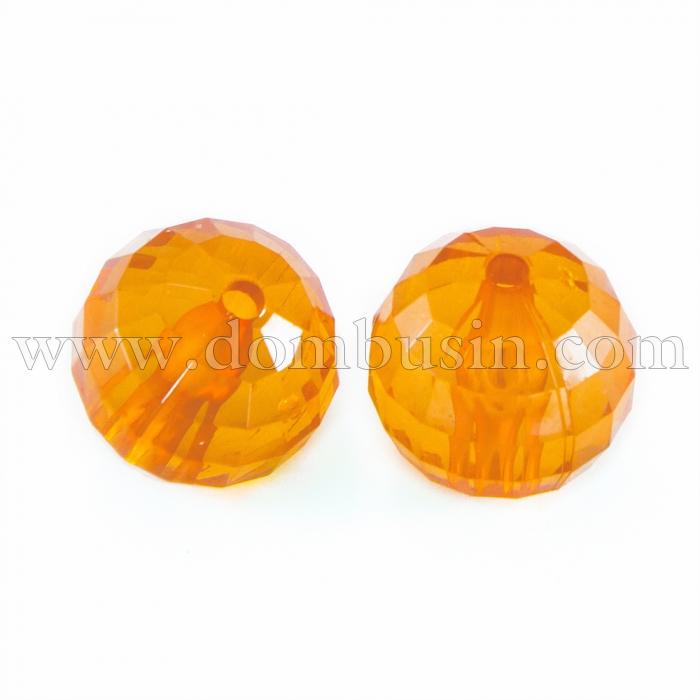 Бусины Акриловые Прозрачные, Граненые, Круглые, Цвет: Оранжевый, Диаметр: 12мм, Отверстие 2.5мм, около 50шт/50г, (УТ0005649)
