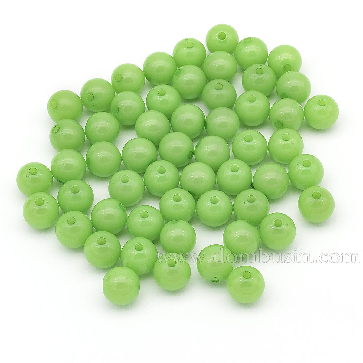 Намистини Акрилові Желейні, Круглі, Колір: Зелений, Розмір: Діаметр: 12мм, Отвір 2 мм, близько 52шт / 50г, (УТ0005701)