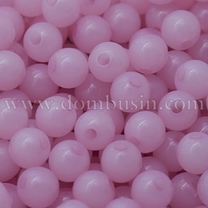 Намистини Акрилові Желейні, Круглі, Колір: Рожевий, Розмір: Діаметр: 8 мм, Отвір 2 мм, близько 175 шт / 50 г, (УТ0005732)