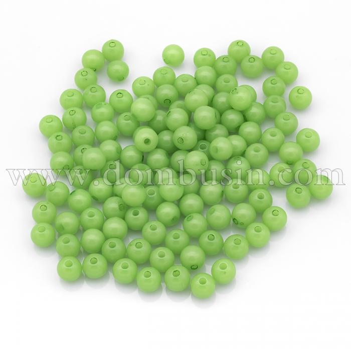 Бусины Акриловые Желейные, Круглые, Цвет: Зеленый, Диаметр: 6мм, Отв-тие 1.5мм, около 450шт/50г, (УТ0005734)