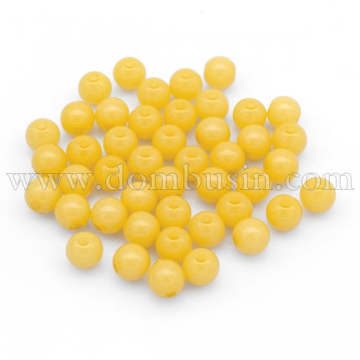 Намистини Акрилові Желейні, Круглі, Колір: Жовтий, Розмір: Діаметр: 8 мм, Отвір 2 мм, близько 175 шт / 50 г, (УТ0005731)
