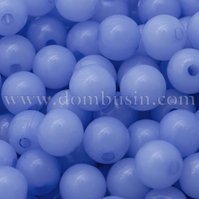 Бусины Акриловые Желейные, Круглые, Цвет: Голубой, Диаметр: 6мм, Отв-тие 1.5мм, около 450шт/50г, (УТ0005736)