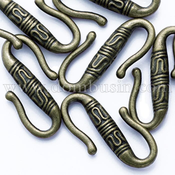 Застежка Крючок Металлическая, Цвет: Бронза, Размер: 22х11х4мм, (УТ0010160)