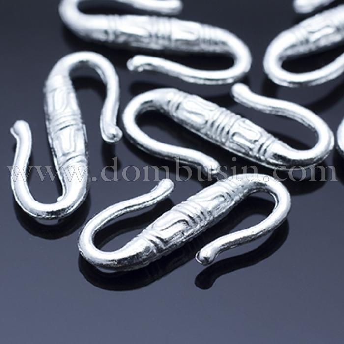 Застежка Крючок Металлическая, Цвет: Серебро, Размер: 22х11х4мм, (УТ0010157)