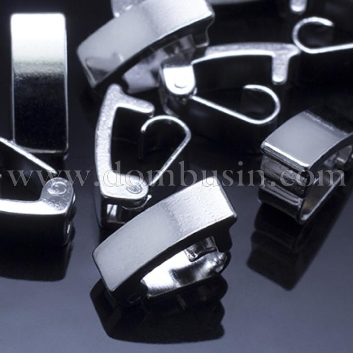 Застежка Клипса, Латунь, Цвет: Платина, Размер: 10х4х5мм, (УТ0010183)