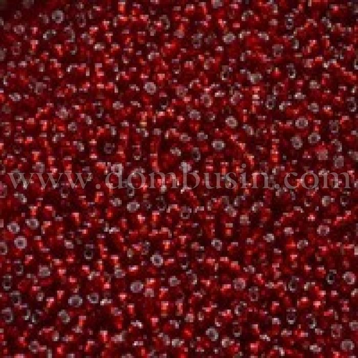 Бисер 97140 Чешский Preciosa 10/0, Прозрачный с серебряной полосой TSL, Красный, Круглый, (УТ0010270)