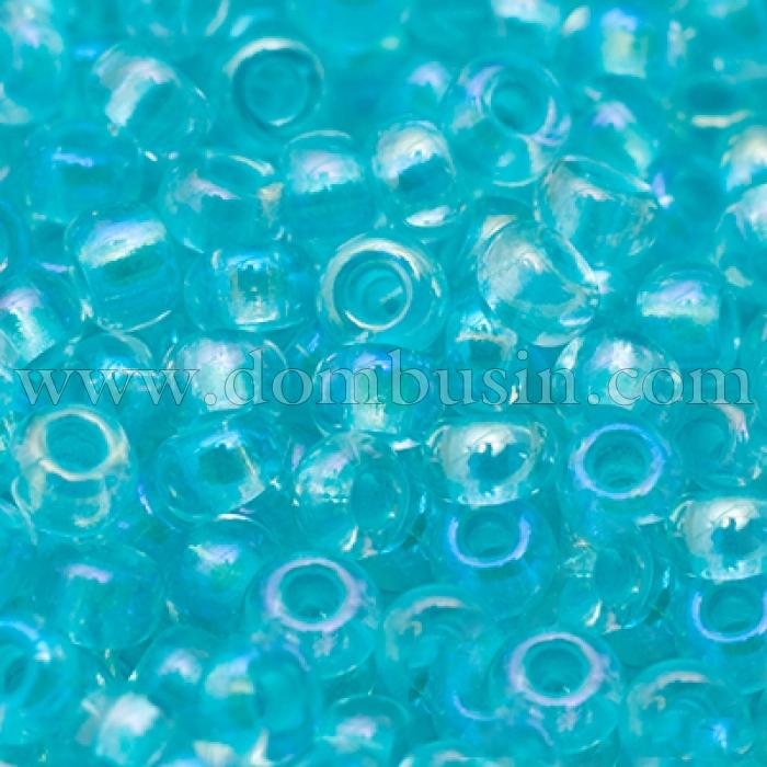 Бисер 58558 Чешский Preciosa 10/0, Прозрачный радужный TR, Голубой, Круглый, (УТ0010315)