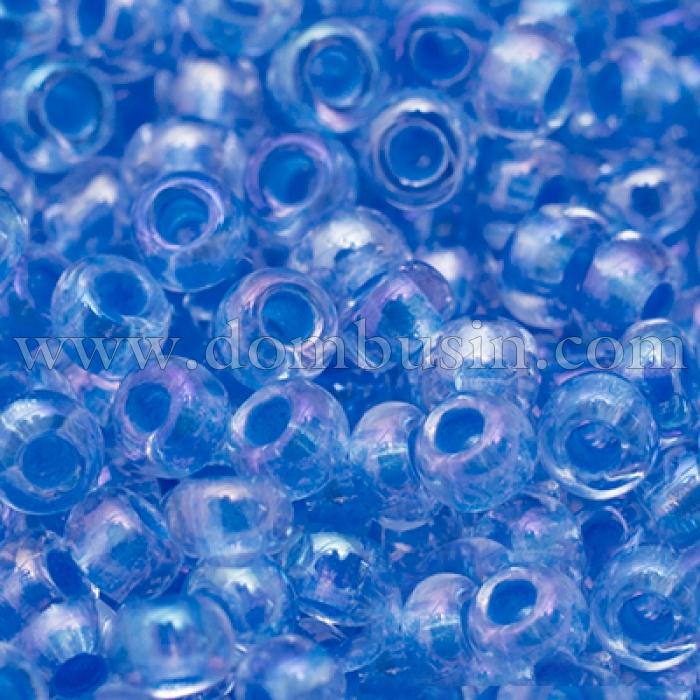 Бисер 58536 Чешский Preciosa 10/0, Прозрачный радужный TR, Голубой, Круглый, (УТ0010312)
