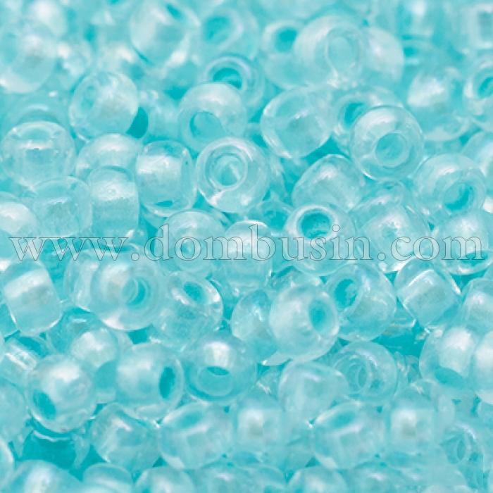 Бісер 58553 Чеський Preciosa 10/0, Прозорий райдужний TR, Блакитний, Круглий, (УТ0010314)